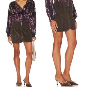 Free People Brown Layla Corduroy Mini Skirt Size 4 Bohemian‎ NEW Espresso Cords